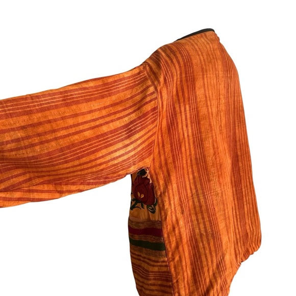 Vintage Latin American Embroidered Huipil Jacket - Folk Art Open Front Global L - Picture 8 of 14